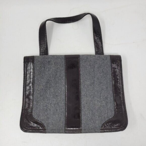 Hobo International | Wool Patent Leather Handbag Gray Brown - Picture 8 of 8